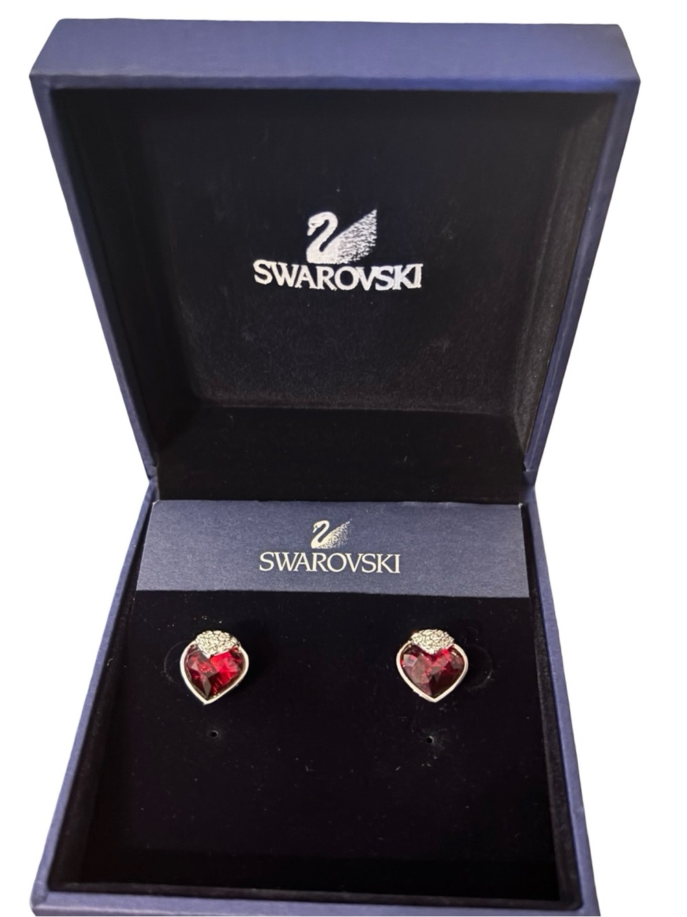 Swarovski Oceanic Light Siam Crystal Heart Earrings  – NWT- Discontinued
